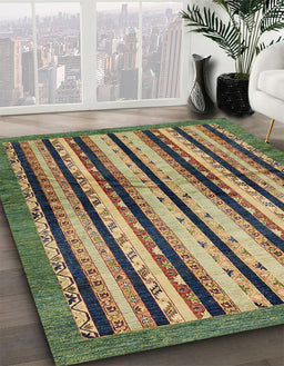 Abstract Copper Green Modern Rug in Family Room, abs634