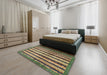 Abstract Copper Green Modern Rug in a Bedroom, abs634