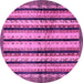 Round Machine Washable Abstract Pink Modern Rug, wshabs634pnk