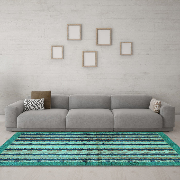 Machine Washable Abstract Light Blue Modern Rug in a Living Room, wshabs634lblu