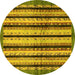 Round Machine Washable Abstract Yellow Modern Rug, wshabs634yw