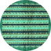 Round Abstract Turquoise Modern Rug, abs634turq