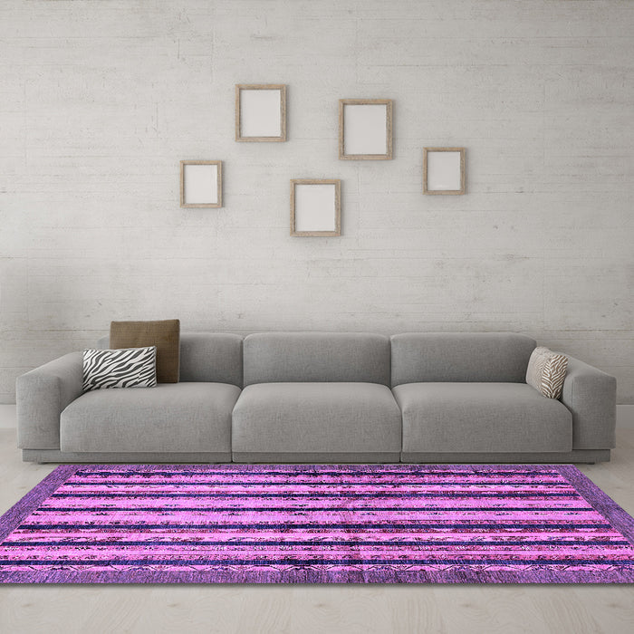 Machine Washable Abstract Purple Modern Area Rugs in a Living Room, wshabs634pur