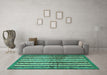 Machine Washable Abstract Turquoise Modern Area Rugs in a Living Room,, wshabs634turq