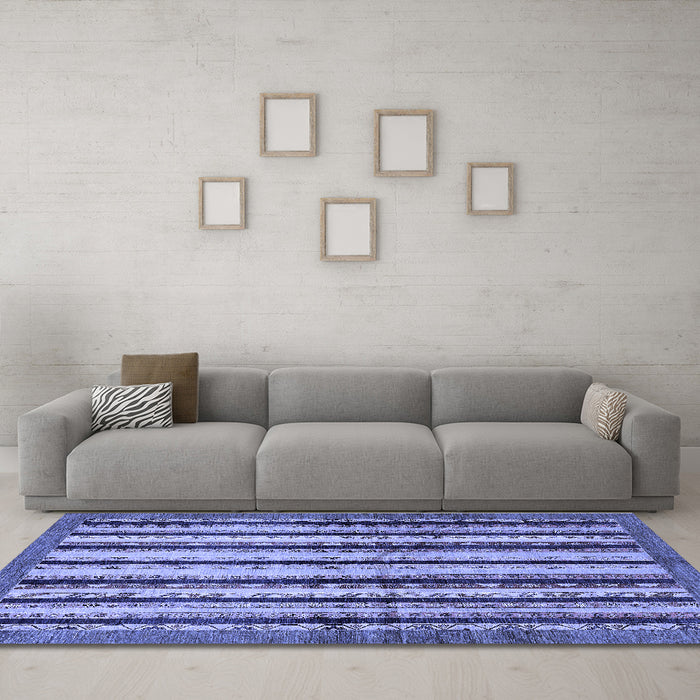 Machine Washable Abstract Blue Modern Rug in a Living Room, wshabs634blu