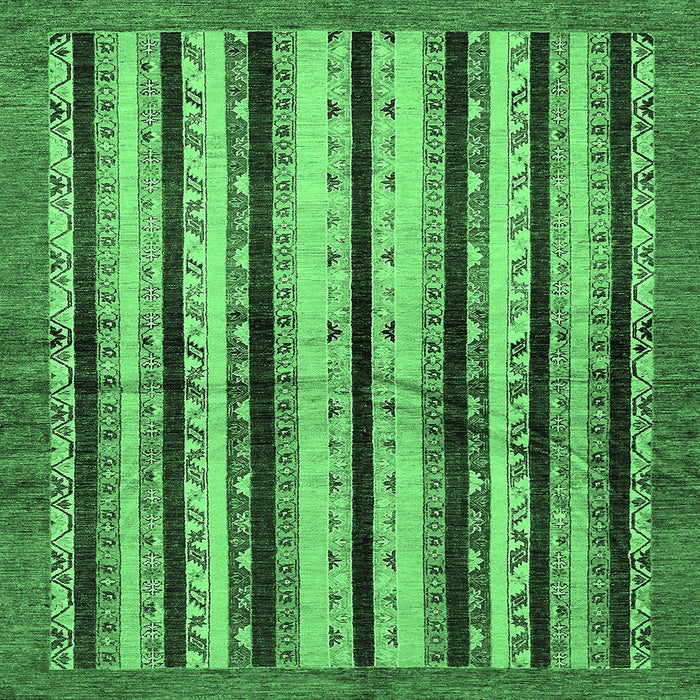 Square Machine Washable Abstract Emerald Green Modern Area Rugs, wshabs634emgrn