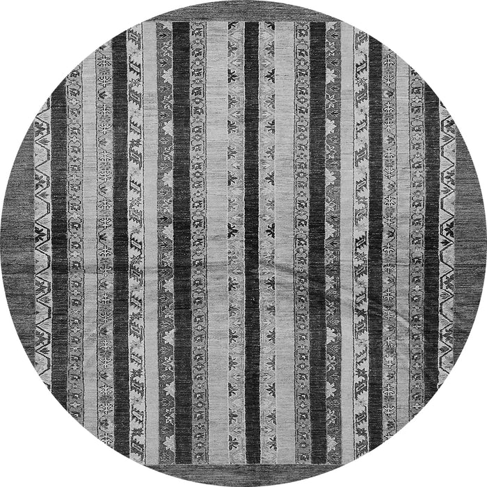 Round Machine Washable Abstract Gray Modern Rug, wshabs634gry