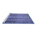 Sideview of Machine Washable Abstract Blue Modern Rug, wshabs634blu