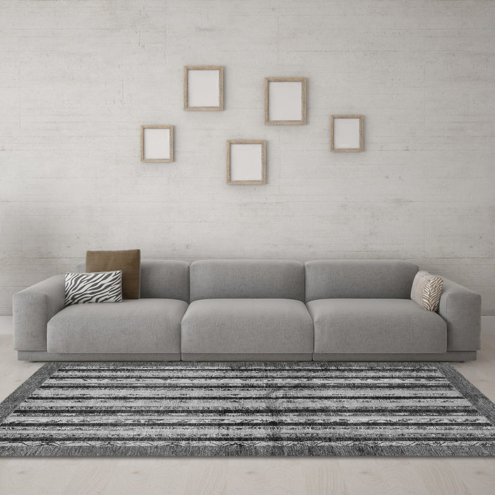 Machine Washable Abstract Gray Modern Rug in a Living Room,, wshabs634gry