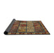 Sideview of Abstract Copper Green Modern Rug, abs635