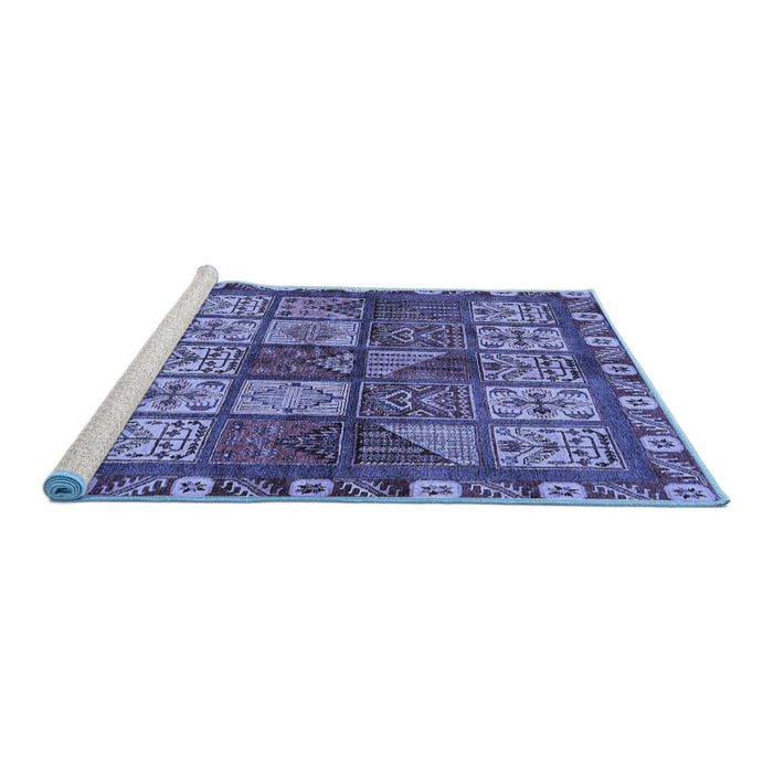 Sideview of Machine Washable Abstract Blue Modern Rug, wshabs635blu