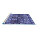 Sideview of Machine Washable Abstract Blue Modern Rug, wshabs635blu