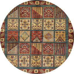 Round Abstract Copper Green Modern Rug, abs635