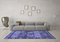 Machine Washable Abstract Blue Modern Rug, wshabs635blu