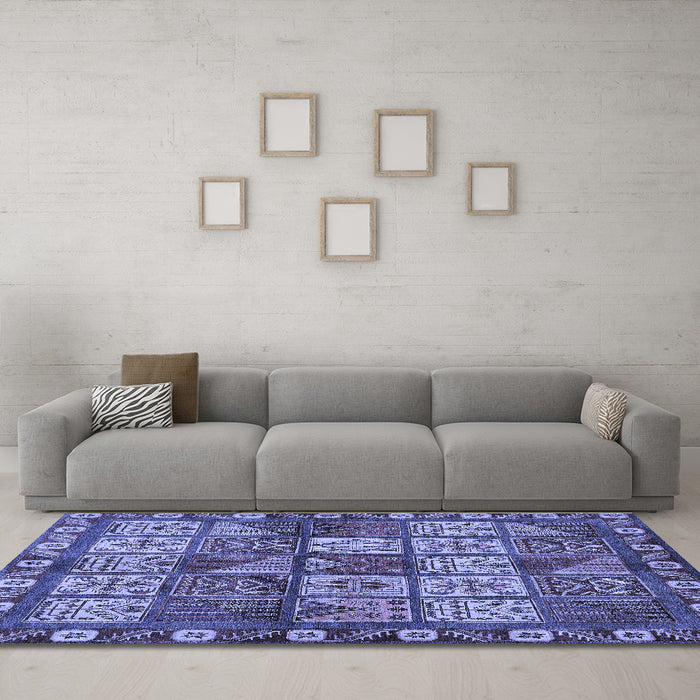 Machine Washable Abstract Blue Modern Rug in a Living Room, wshabs635blu