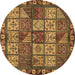 Round Abstract Brown Modern Rug, abs635brn