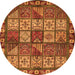 Round Abstract Orange Modern Rug, abs635org