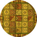 Round Machine Washable Abstract Yellow Modern Rug, wshabs635yw