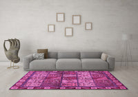 Machine Washable Abstract Pink Modern Rug, wshabs635pnk