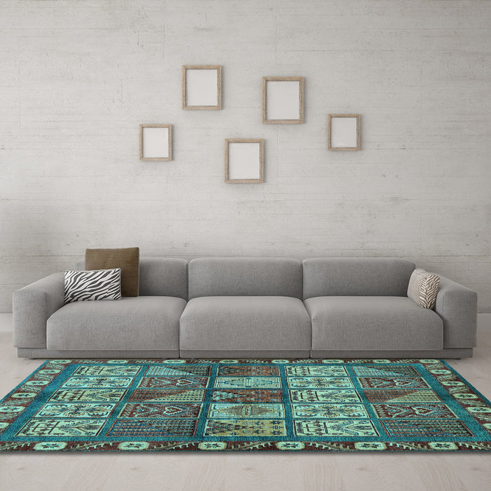Machine Washable Abstract Light Blue Modern Rug in a Living Room, wshabs635lblu