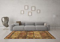 Machine Washable Abstract Brown Modern Rug, wshabs635brn