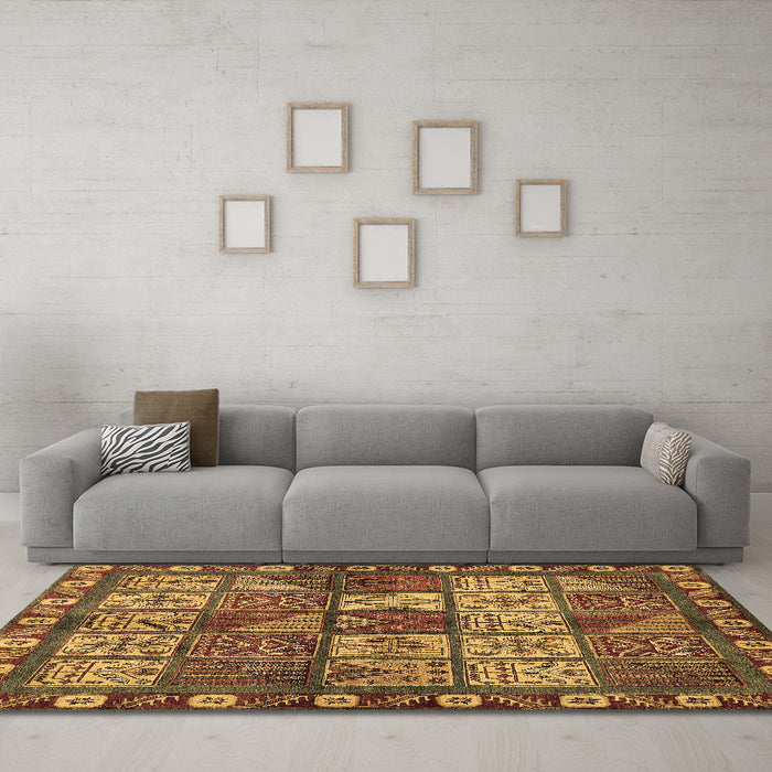 Machine Washable Abstract Brown Modern Rug in a Living Room,, wshabs635brn