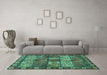 Machine Washable Abstract Turquoise Modern Area Rugs in a Living Room,, wshabs635turq