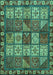 Machine Washable Abstract Turquoise Modern Area Rugs, wshabs635turq