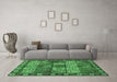 Machine Washable Abstract Emerald Green Modern Area Rugs in a Living Room,, wshabs635emgrn