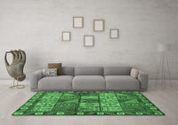 Machine Washable Abstract Emerald Green Modern Rug, wshabs635emgrn