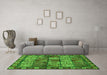 Machine Washable Abstract Green Modern Area Rugs in a Living Room,, wshabs635grn