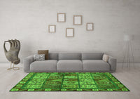 Machine Washable Abstract Green Modern Rug, wshabs635grn