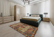 Abstract Copper Green Modern Rug in a Bedroom, abs635