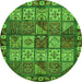 Round Machine Washable Abstract Green Modern Area Rugs, wshabs635grn