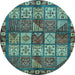 Round Abstract Light Blue Modern Rug, abs635lblu