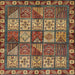 Square Abstract Copper Green Modern Rug, abs635