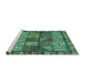 Sideview of Machine Washable Abstract Turquoise Modern Area Rugs, wshabs635turq