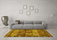 Machine Washable Abstract Yellow Modern Rug, wshabs635yw