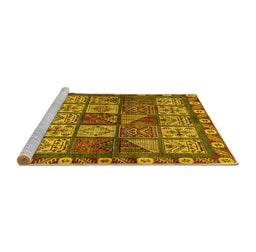 Sideview of Machine Washable Abstract Yellow Modern Rug, wshabs635yw
