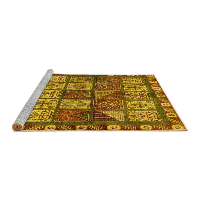 Sideview of Machine Washable Abstract Yellow Modern Rug, wshabs635yw