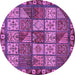 Round Machine Washable Abstract Purple Modern Area Rugs, wshabs635pur