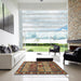 Square Abstract Copper Green Modern Rug in a Living Room, abs635