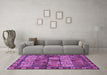 Machine Washable Abstract Purple Modern Area Rugs in a Living Room, wshabs635pur