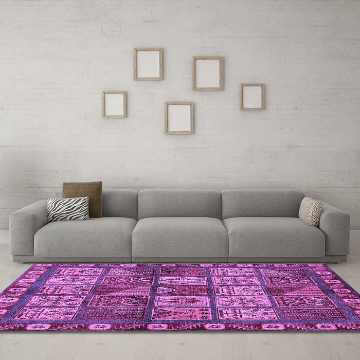 Machine Washable Abstract Purple Modern Area Rugs in a Living Room, wshabs635pur