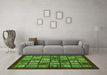 Machine Washable Southwestern Green Country Area Rugs in a Living Room,, wshabs636grn