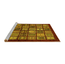 Sideview of Machine Washable Southwestern Yellow Country Rug, wshabs636yw