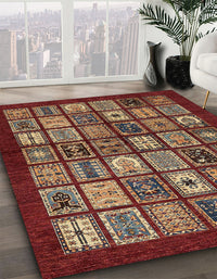 Abstract Dark Red Southwestern Rug, abs636