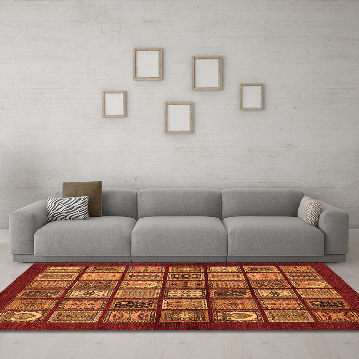 Machine Washable Southwestern Orange Country Area Rugs in a Living Room, wshabs636org