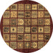 Round Southwestern Brown Country Rug, abs636brn