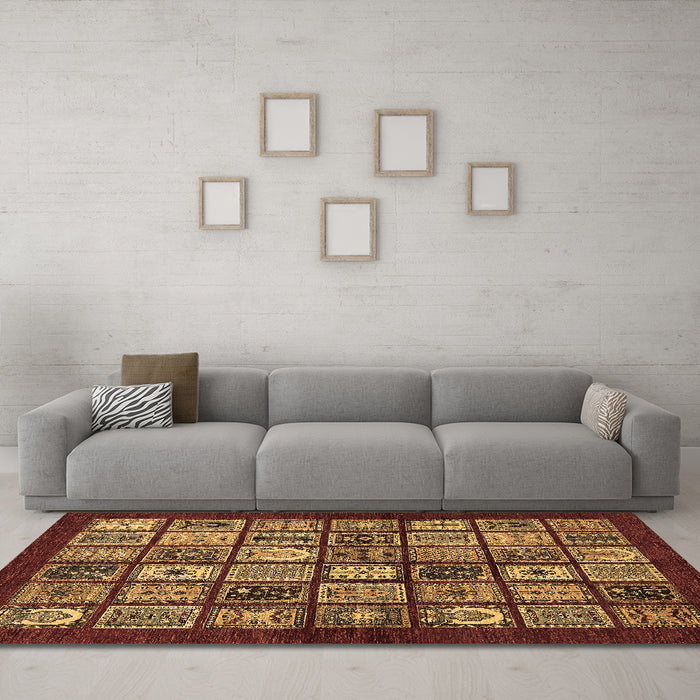 Machine Washable Southwestern Brown Country Rug in a Living Room,, wshabs636brn